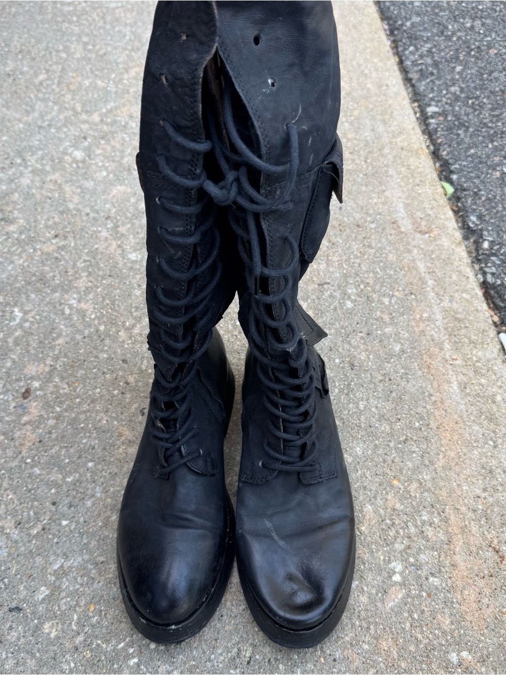 A.S. 98 Black Leather Laced Tall Bolts Women’s Size 39 US 8.5 - 9 Zip Up Pocket - Picture 2 of 13